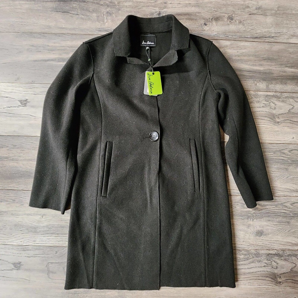 SAM EDELMAN Double Breasted Wool Blend REEFER LONG COAT Black Size S NWT